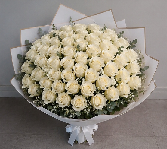 Foto de Ramo Oriental de 50 Rosas Blancas